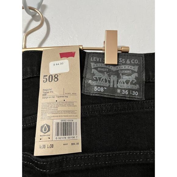 Levi’s 505 Regular Tapered Leg Jeans Size 36x30 Black Zip Fly Men’s NEW - Picture 8 of 8